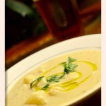 white ale potato leek soup and a stella atrois