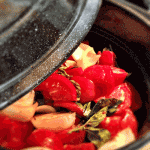 tossing ingredients into a 20 quart pot